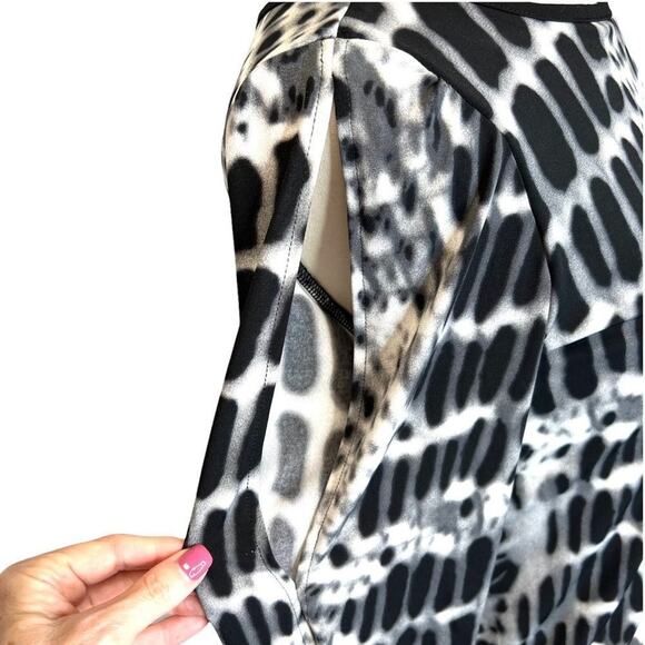 Nicole by Nicole Miller Leopard Print Double Split Sleeve Blouson Jersey Dress M - Picture 4 of 7